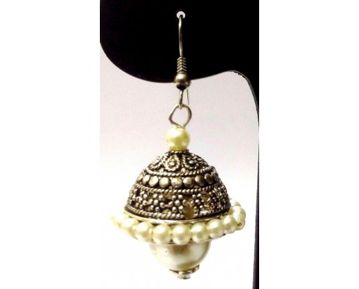 Silver Oxidized Earring Ethnic Imitation Tradition Jewelry Hook Dangle Drop EA29
